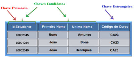 Chaves Externas, Primária e Candidata